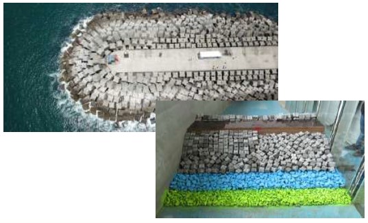 Colocación de roca de rompeolas bocabarra El Chilate